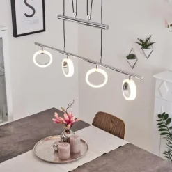 Suspension Globine LED Chrome, 4 lumières
