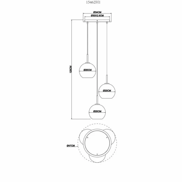 Suspension Globo ADARA Laiton, 3 lumières