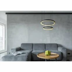 Suspension Globo AUGUSTO LED Or, Noir, 2 lumières, Télécommandes, Changeur de couleurs