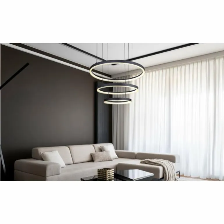 Suspension Globo AUGUSTO LED Or, Noir, 2 lumières, Télécommandes, Changeur de couleurs
