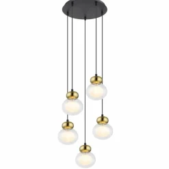 Suspension Globo JAUCY Bronze, Noir, 5 lumières