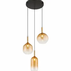 Suspension Globo LOPUSA Laiton, Noir, 3 lumières