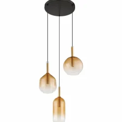 Suspension Globo LOPUSA Laiton, Noir, 3 lumières