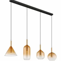 Suspension Globo LOPUSA Laiton, Noir, 4 lumières