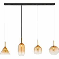 Suspension Globo LOPUSA Laiton, Noir, 4 lumières