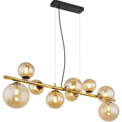 Suspension Globo RIHA LED Laiton, Noir, 9 lumières