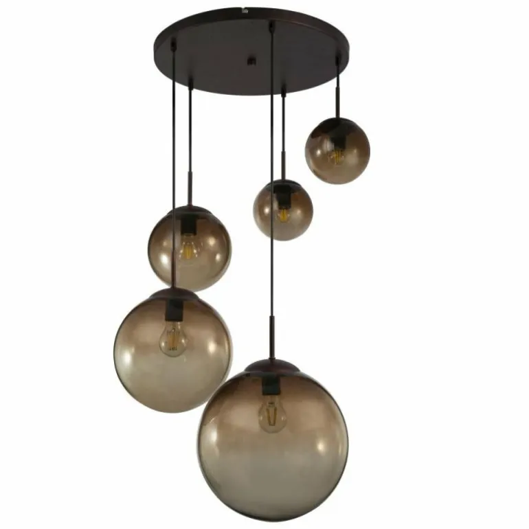 Suspension Globo VARUS Brun, Noir, 5 lumières