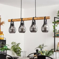 Suspension Hocker Écru, Noir, 4 lumières