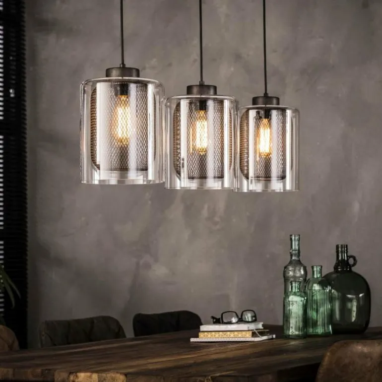 Suspension Hoefhaven Acier brossé, 3 lumières