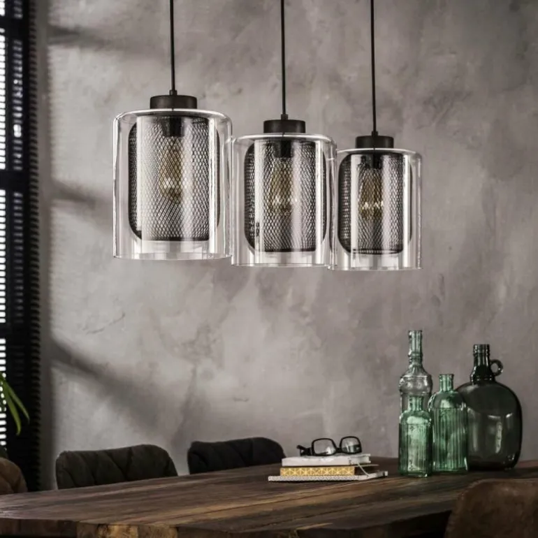 Suspension Hoefhaven Acier brossé, 3 lumières