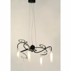 Suspension Holländer CASINO Noir, Argenté, 5 lumières