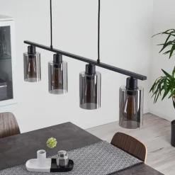 Suspension Hunouri Noir, 4 lumières