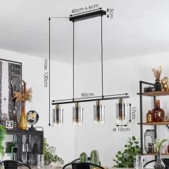 Suspension Hunouri Noir, 4 lumières