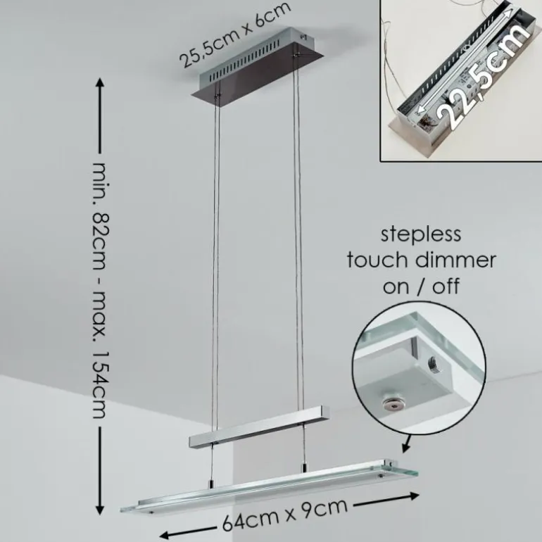Suspension Junsele LED Nickel mat, 3 lumières