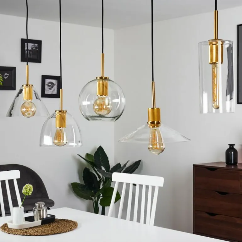 Suspension Karo Laiton, Noir, 5 lumières