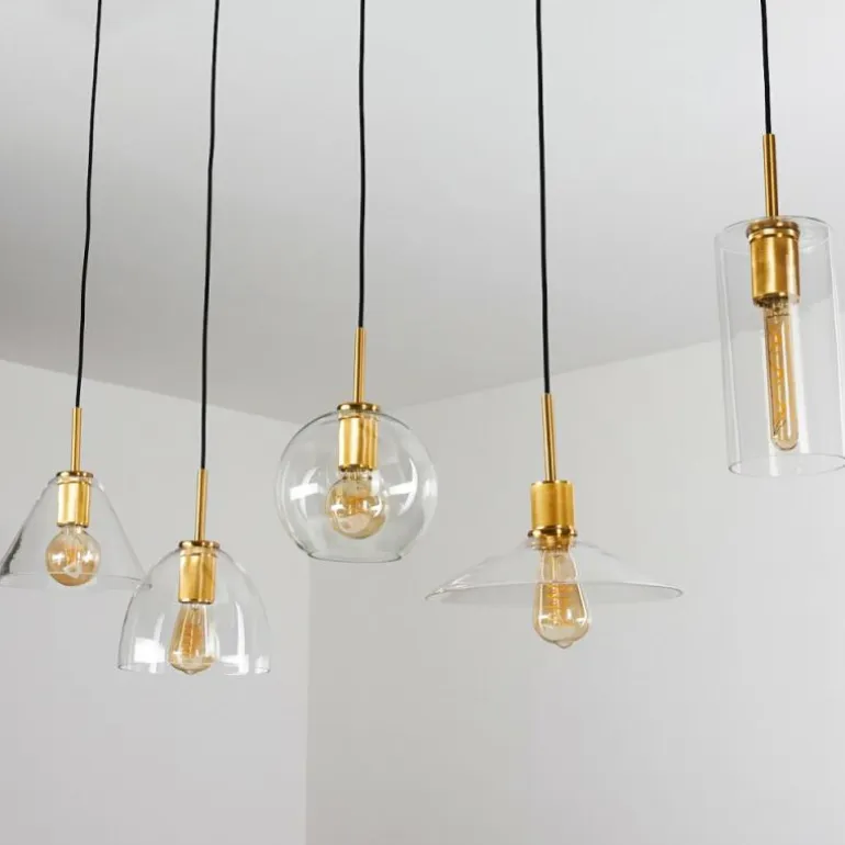 Suspension Karo Laiton, Noir, 5 lumières