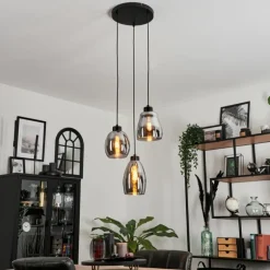 Suspension Kenong Fumé, Noir, 3 lumières