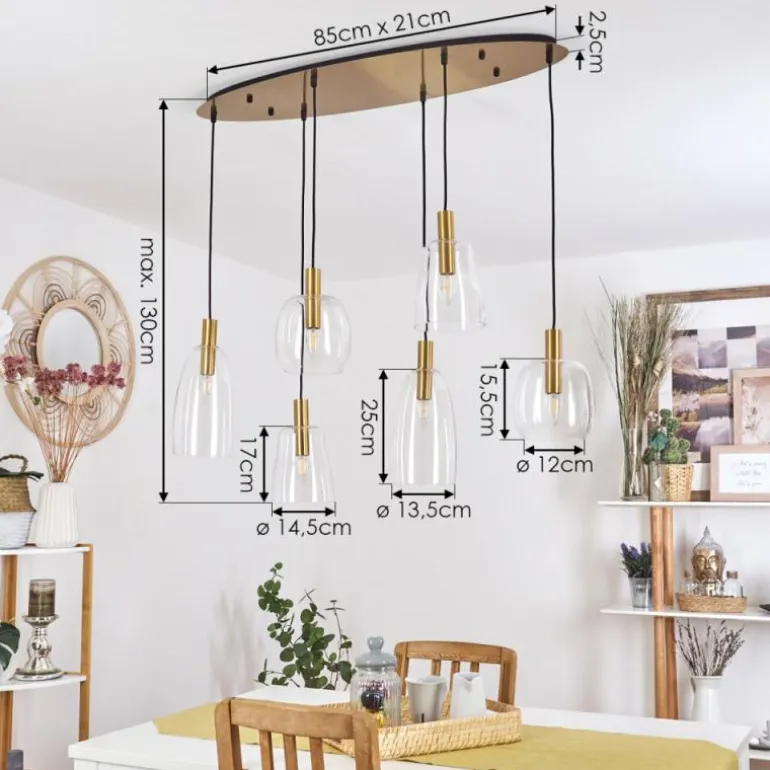 Suspension Kenong Laiton, 6 lumières