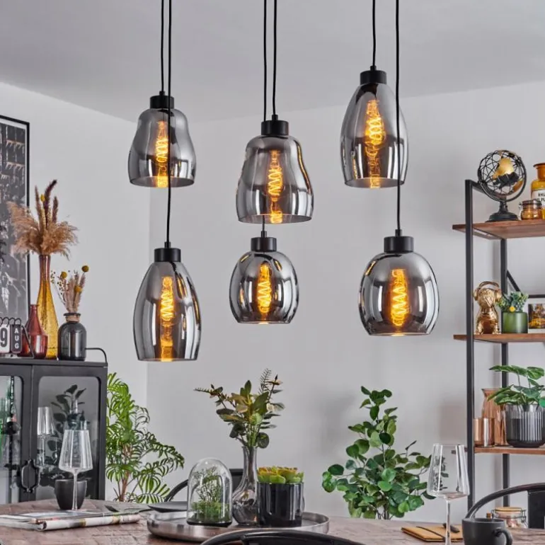 Suspension Kenong Noir, 6 lumières