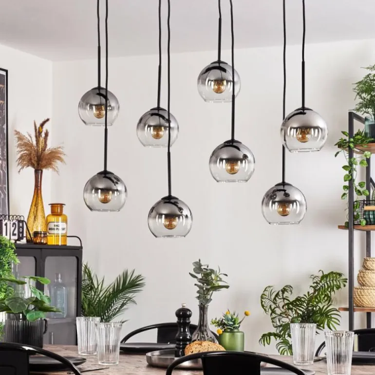 Suspension Koyoto Clair, Fumé, 8 lumières