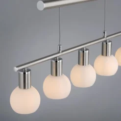 Suspension Leuchten-Direkt BENEDIKT Acier brossé, 5 lumières