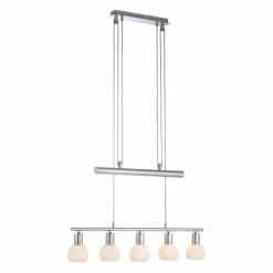 Suspension Leuchten-Direkt BENEDIKT Acier brossé, 5 lumières