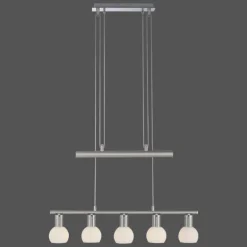 Suspension Leuchten-Direkt BENEDIKT Acier brossé, 5 lumières