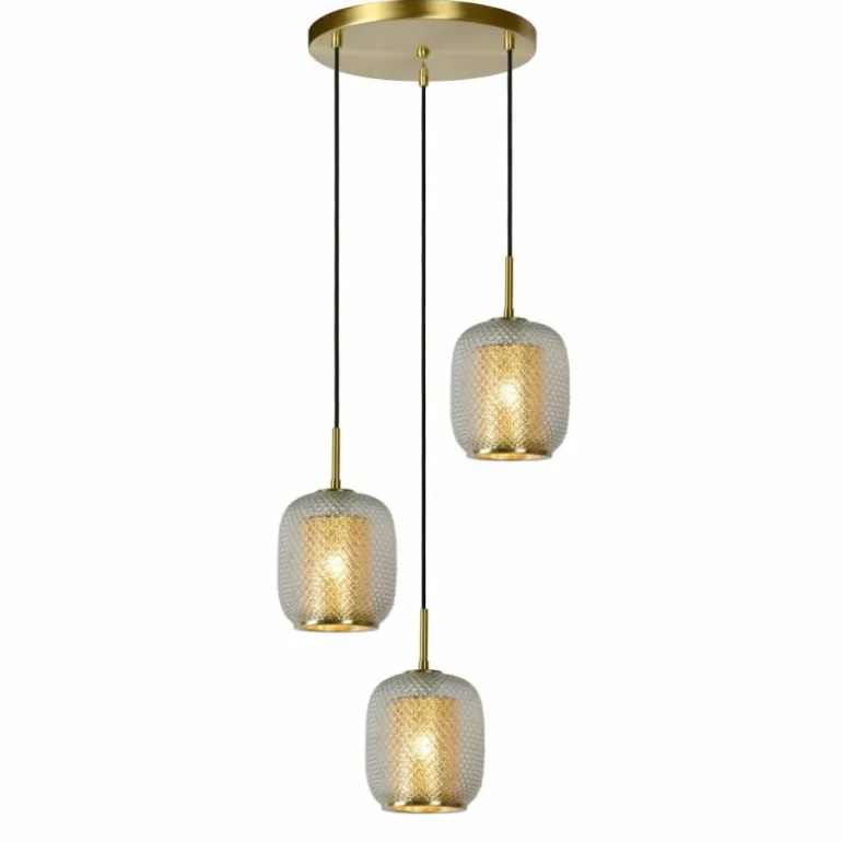 Suspension Lucide AGATHA Or, Laiton, 3 lumières