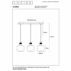 Suspension Lucide ILONA Noir, 3 lumières