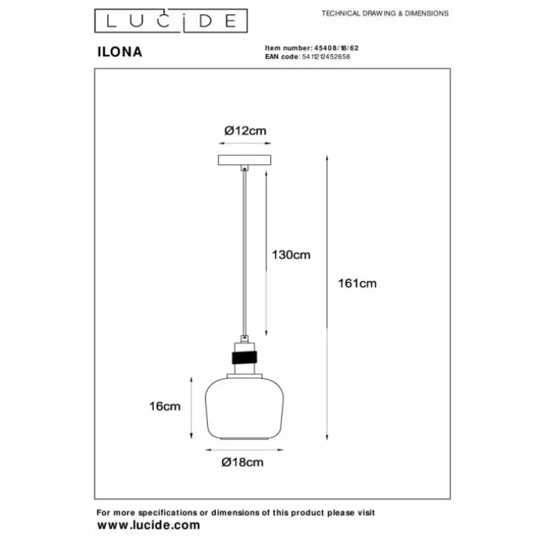 Suspension Lucide ILONA Noir, 1 lumière