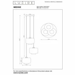 Suspension Lucide MEDINE Noir, 3 lumières