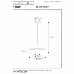 Suspension Lucide TOPHER Or, Laiton, 1 lumière