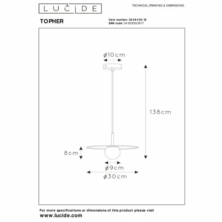 Suspension Lucide TOPHER Chrome, 1 lumière