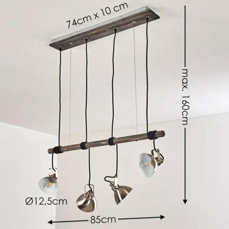 Suspension Medolden Brun, Nickel mat, 4 lumières
