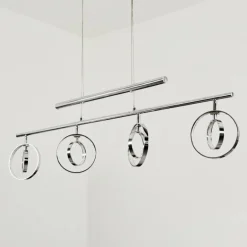 Suspension Ogoki LED Chrome, 4 lumières