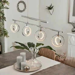 Suspension Ogoki LED Chrome, 4 lumières
