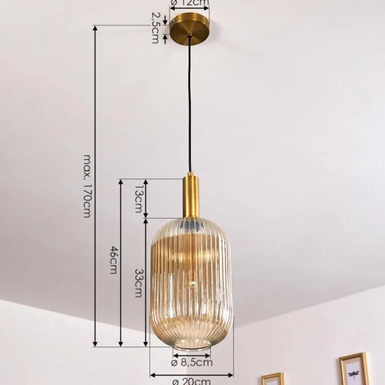 Suspension Paeni Or, Laiton, Noir, 1 lumière