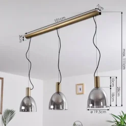 Suspension Panuhe Laiton, 3 lumières