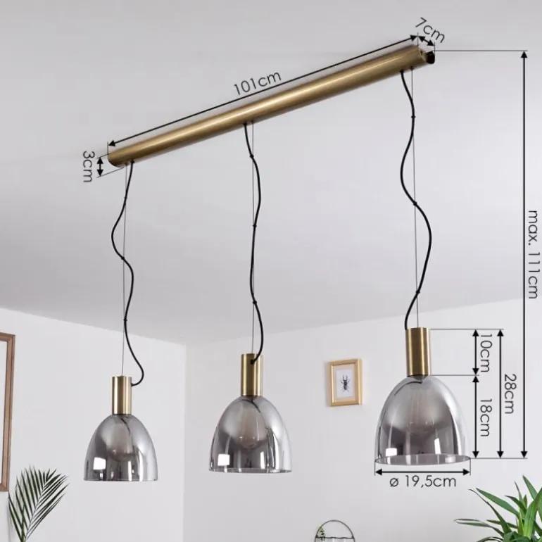 Suspension Panuhe Laiton, 3 lumières