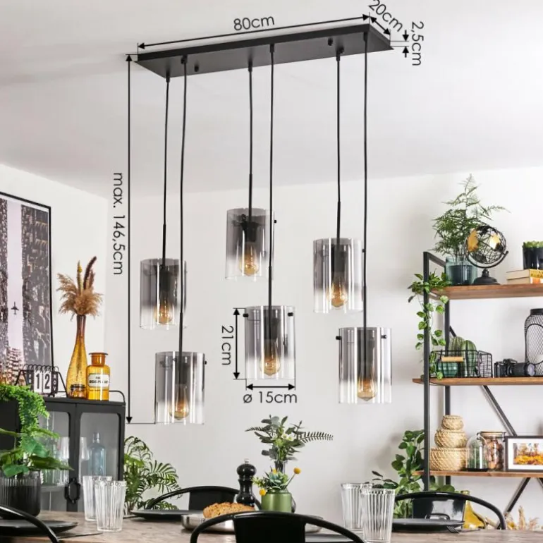 Suspension Parane Clair, Fumé, 6 lumières