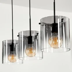 Suspension Parane Clair, Fumé, 3 lumières
