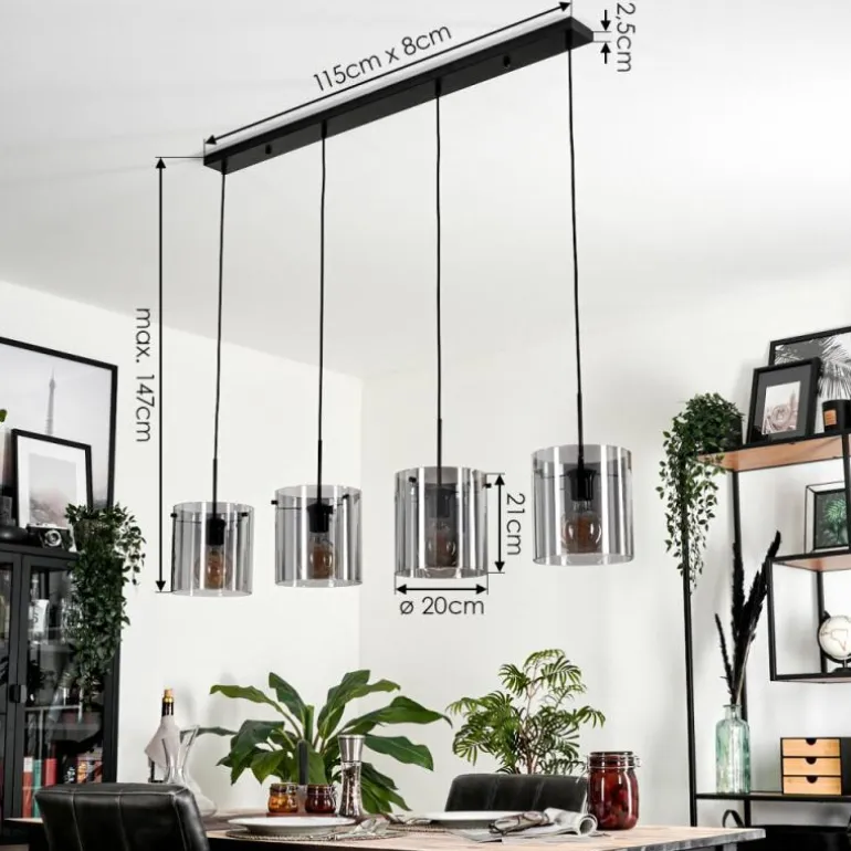 Suspension Parane Fumé, 4 lumières