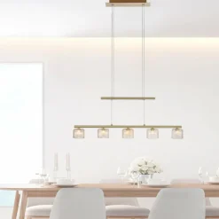 Suspension Paul Neuhaus HYDRA LED Laiton, 5 lumières