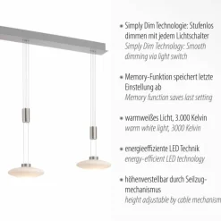 Suspension Paul Neuhaus LAUTADA LED Acier brossé, 3 lumières