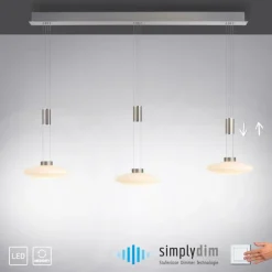 Suspension Paul Neuhaus LAUTADA LED Acier brossé, 3 lumières