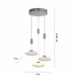 Suspension Paul Neuhaus LAUTADA LED Acier brossé, 3 lumières