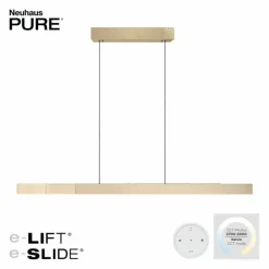 Suspension Paul Neuhaus PURE-MOTO-RISE LED Or, 3 lumières, Télécommandes