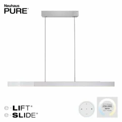 Suspension Paul Neuhaus PURE-MOTO-RISE LED Argenté, 3 lumières, Télécommandes
