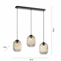 Suspension Paul Neuhaus SHITAKE Noir, 3 lumières
