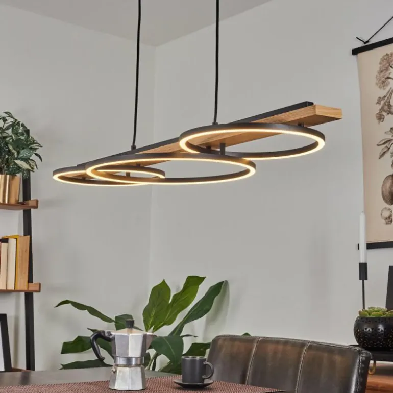 Suspension Pompu LED Écru, Noir, 3 lumières